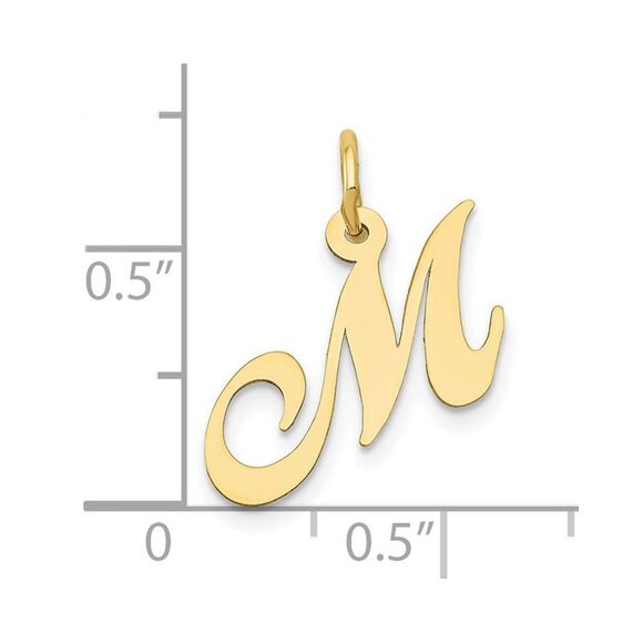 10k Yellow Gold Small Fancy Script Initial M Charm - Picture 3 of 4